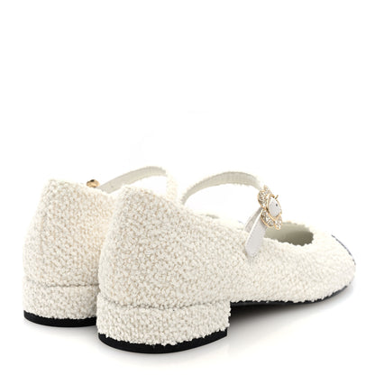 Chanel Tweed Patent Mary Jane Flats 39.5 White Black 4 of 8
