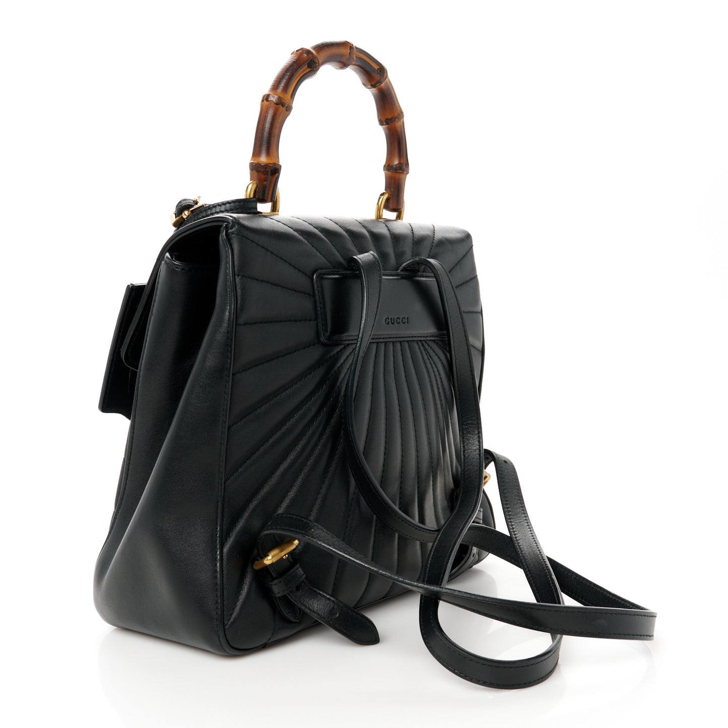 Calfskin Bamboo Trapuntata Queen Margaret Backpack Black