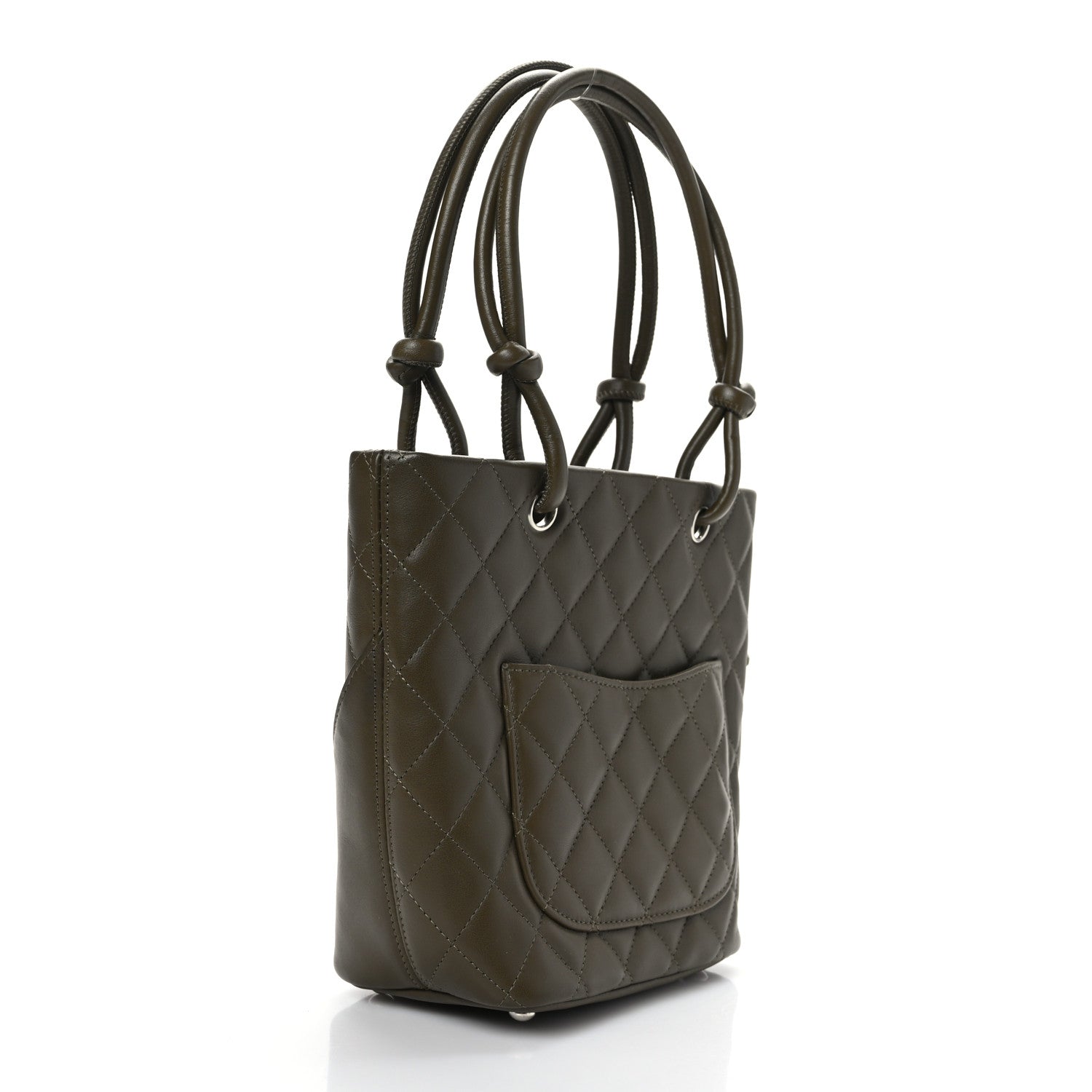 Chanel Calfskin Snakeskin Quilted Small Cambon Tote Khaki 2 of 8