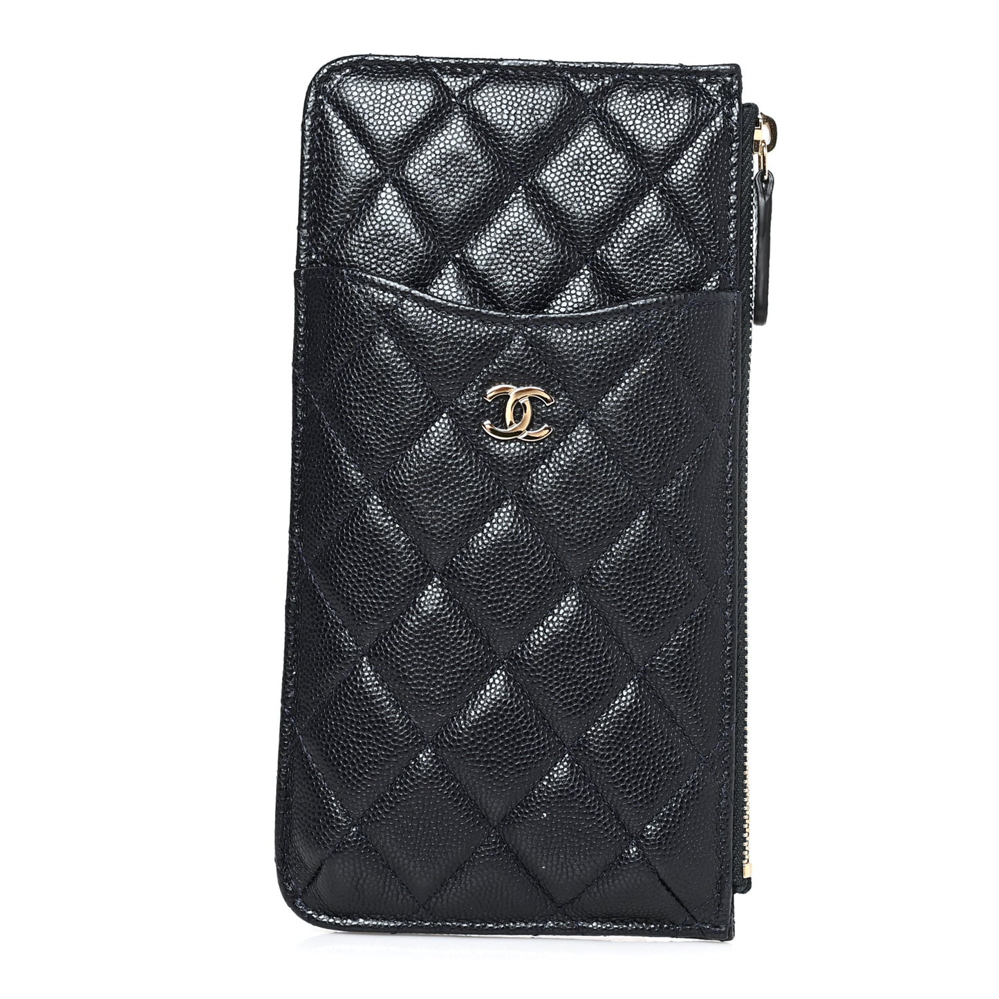 Caviar Quilted Classic Flat Wallet Pouch Black