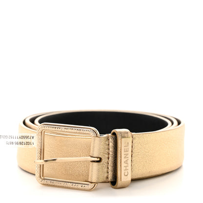 Chanel Metallic Calfskin Logo Belt 95 38 Gold 1 of 6