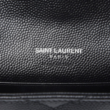 Saint Laurent Grain De Poudre Matelasse Chevron Small Monogram Envelope Wallet Black 6 of 7
