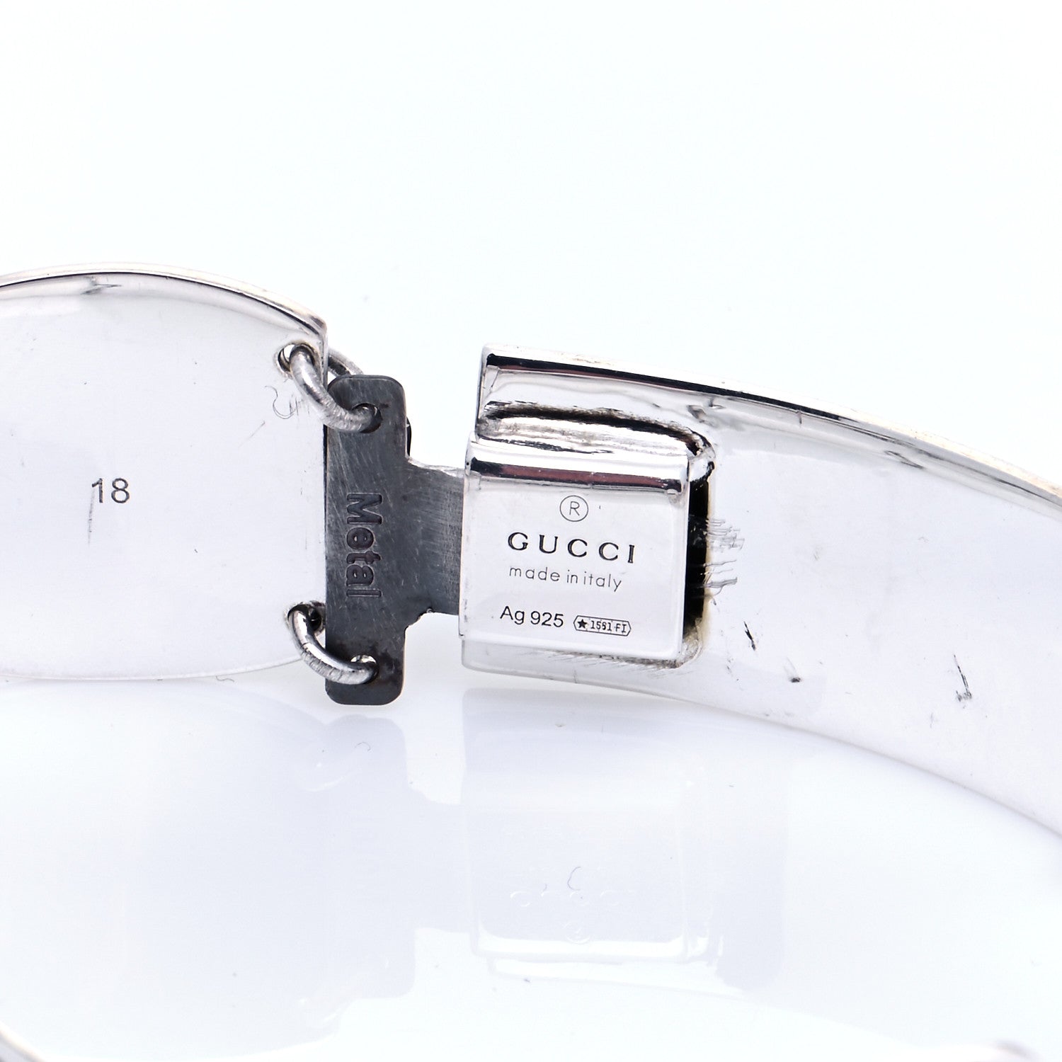 Gucci Sterling Silver Garden Engraved Interlocking GG Logo Bracelet 4 of 5