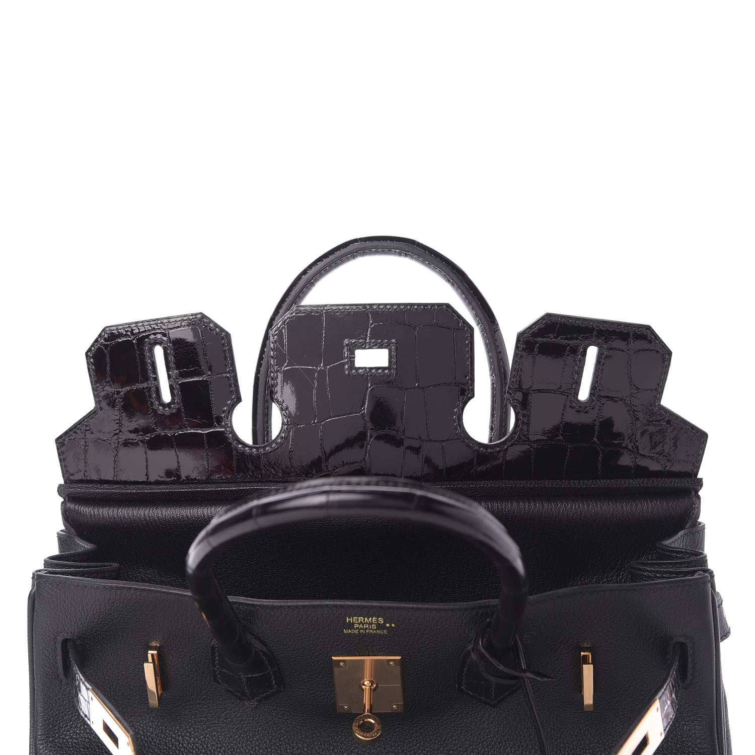 Hermes Taurillon Novillo Shiny Niloticus Crocodile Birkin Touch 30 Black 17 of 32
