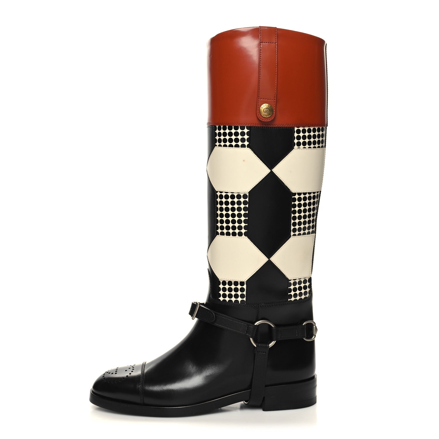 Gucci Calfskin Zelda Harness Riding Boots 37.5 Multicolor 1 of 9