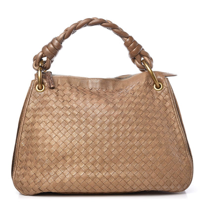 Bottega Veneta Metallic Goatskin Intrecciato Braided Zip Hobo Gold 1 of 22