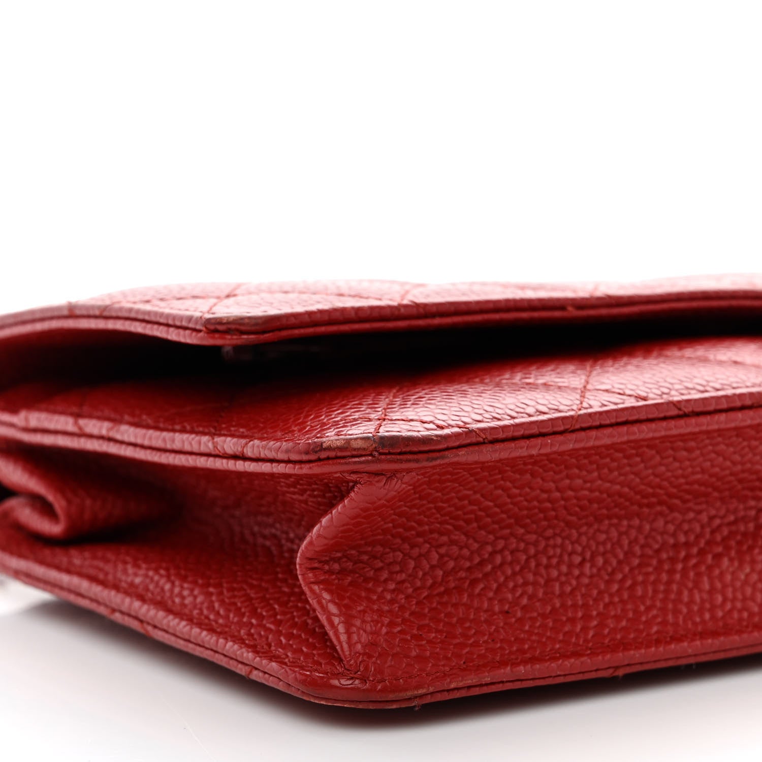 Chanel Caviar Quilted Wallet on Chain WOC Red 10 of 14