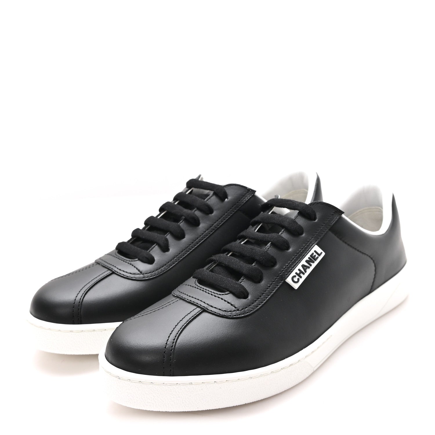 Chanel Calfskin CC Womens Sneakers 39.5 Black 4 of 9