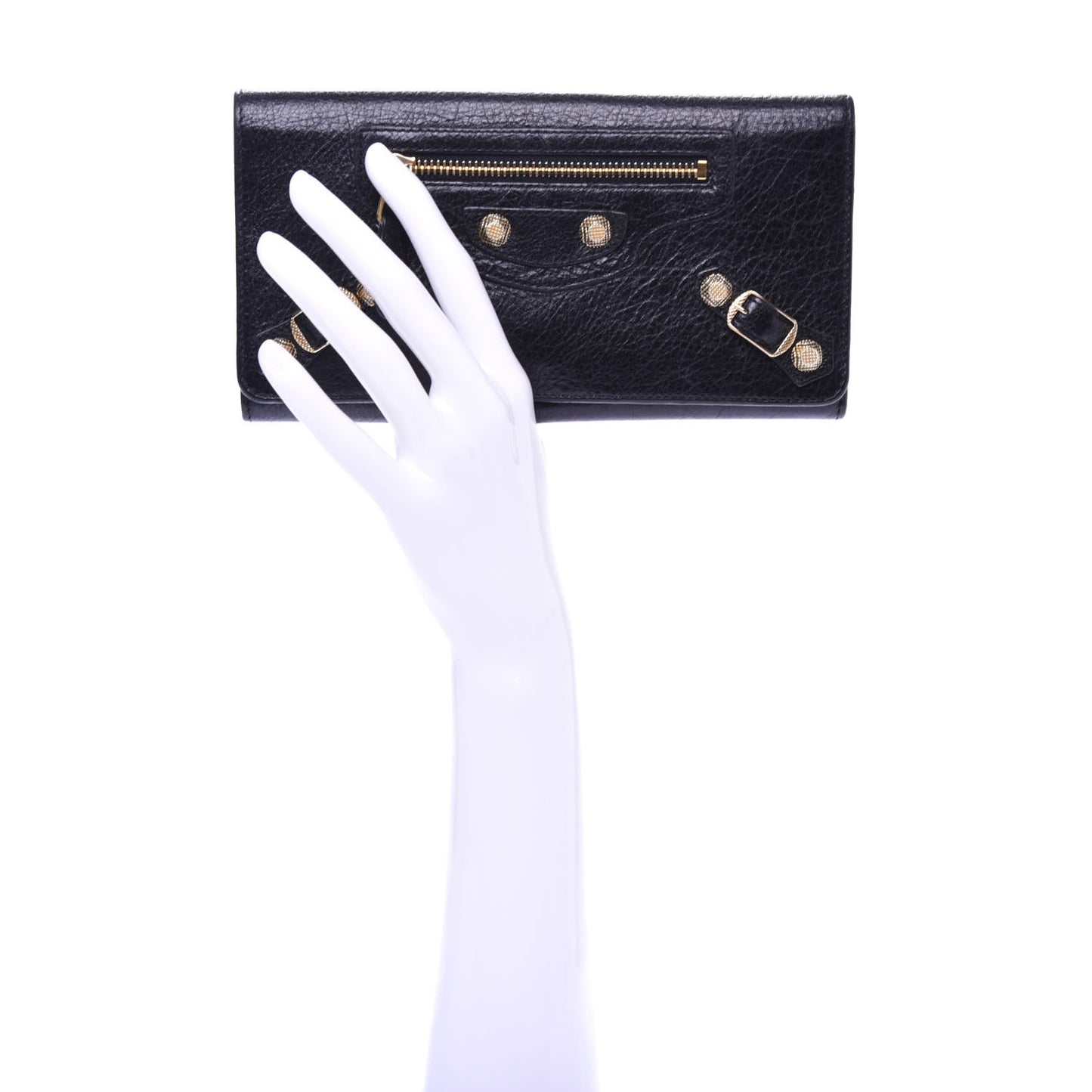 Agneau Giant 12 Gold Hardware Money Wallet Black