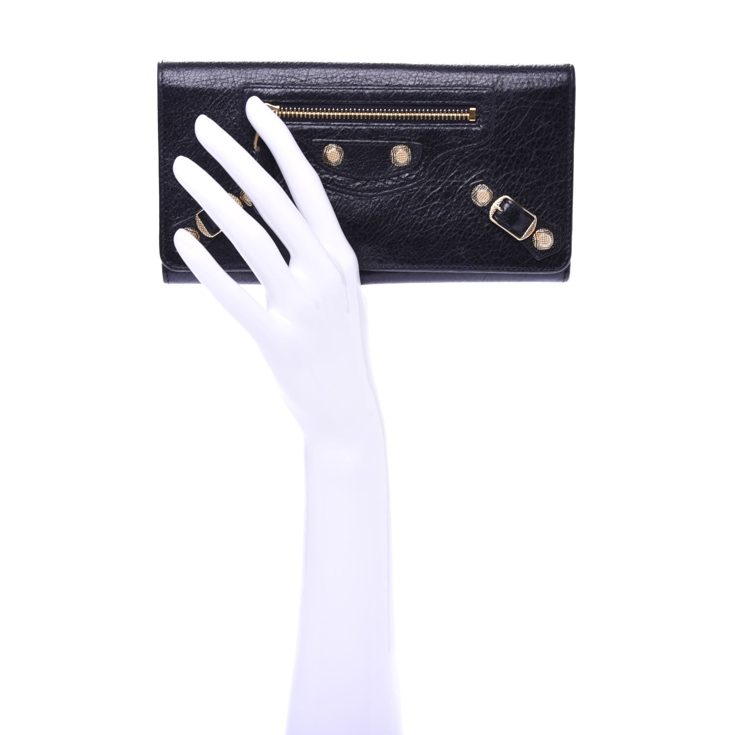 Balenciaga Agneau Giant 12 Gold Hardware Money Wallet Black 2 of 7