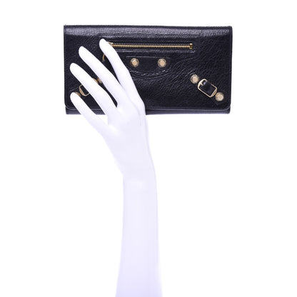 Balenciaga Agneau Giant 12 Gold Hardware Money Wallet Black 2 of 7