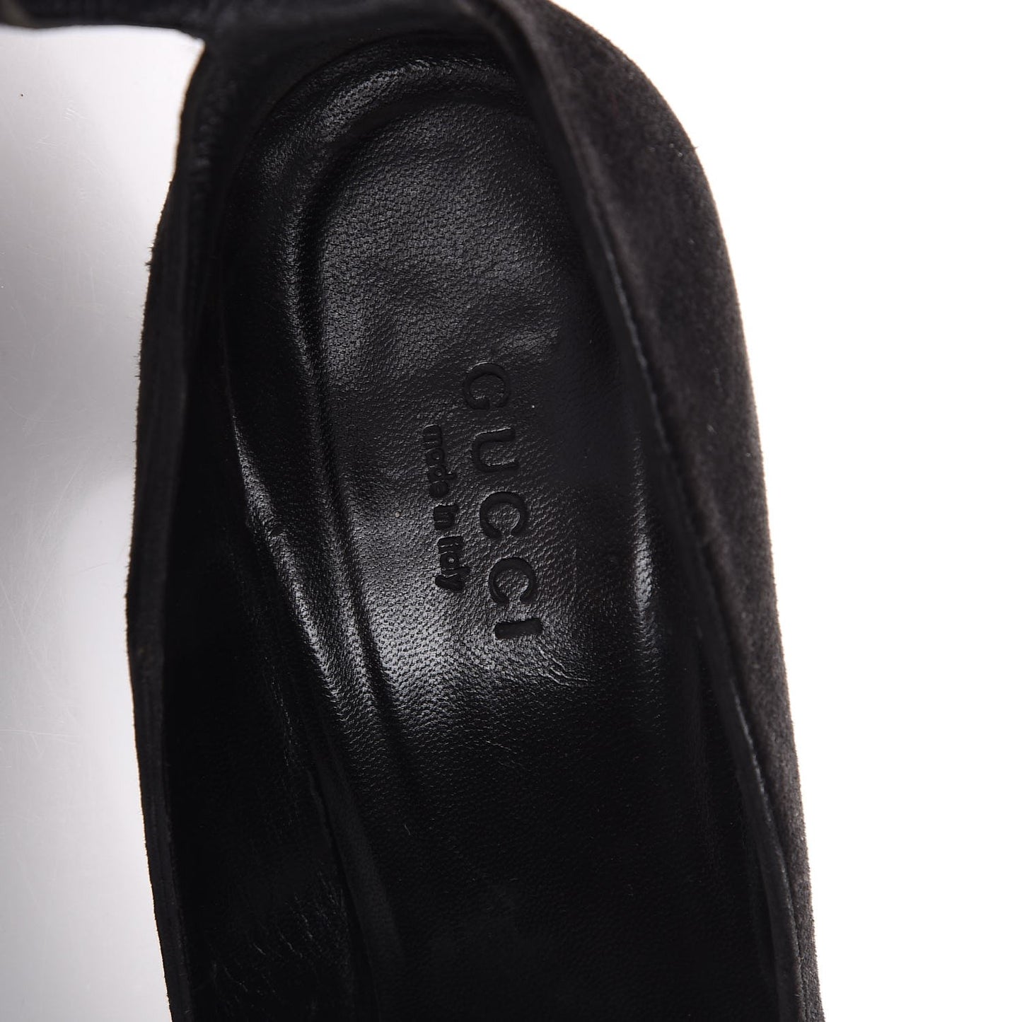 Suede Ankle Strap Peep Toe Pumps 36 Nero Black Gold