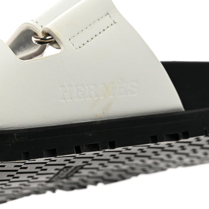 Hermes Calfskin Womens Chypre Sandals 38 White 10 of 10