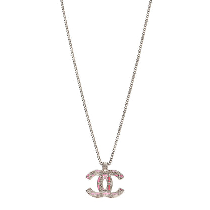 Chanel Crystal Enamel Tweed Effect CC Necklace Gold 1 of 4
