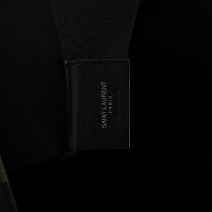 Saint Laurent Canvas Beach Shopping East West Tote Black 6 of 10