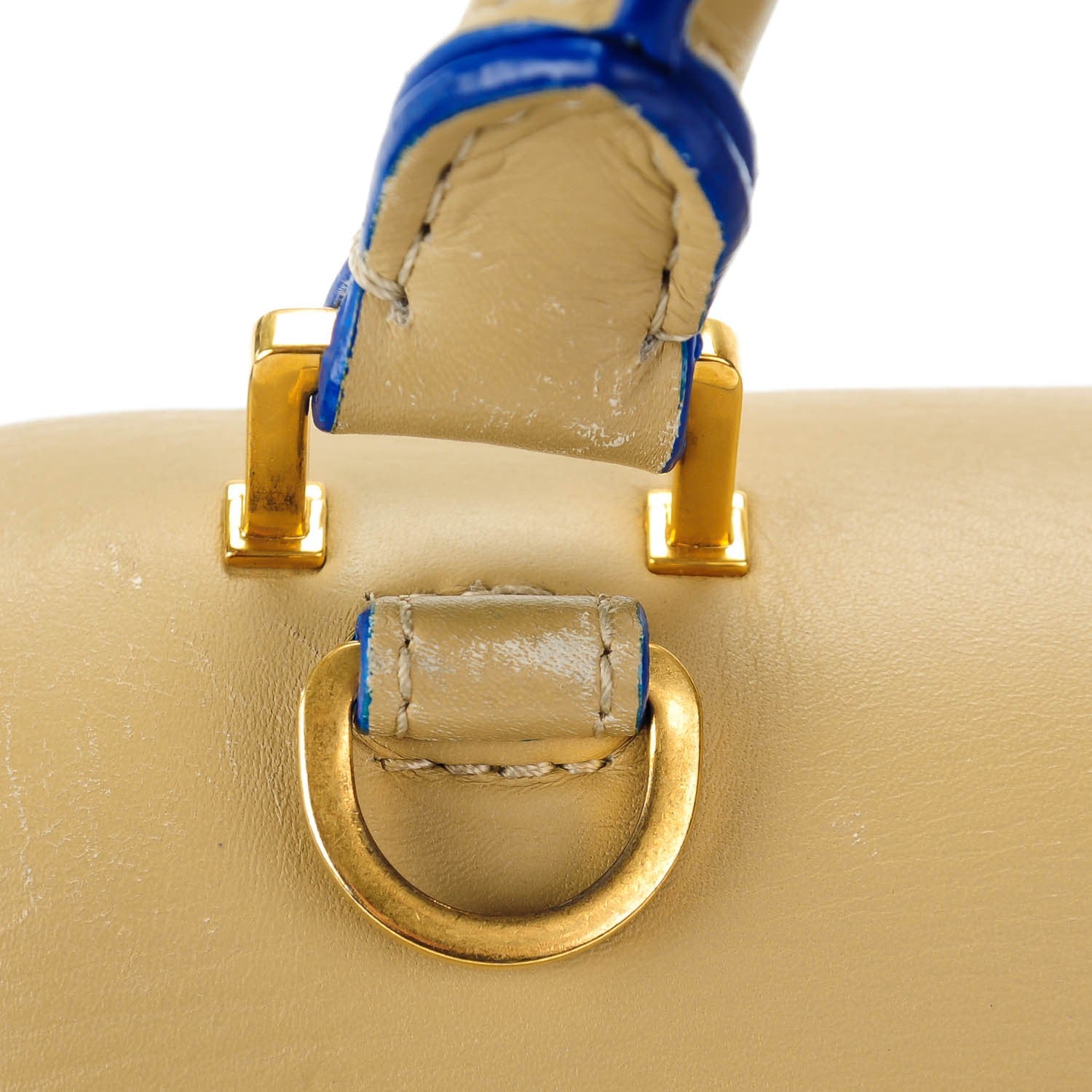 Celine Smooth Calfskin Medium Bi-Color Trapeze Khaki Blue Trim 9 of 9