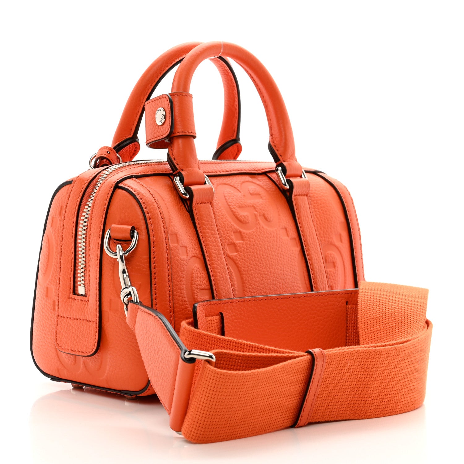 Gucci Piuma Calfskin Jumbo GG Embossed Mini Duffle Bag Good Orange 3 of 9