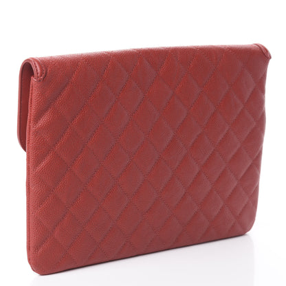 Chanel Caviar Quilted Filigree Flap Pouch Red 2 of 6