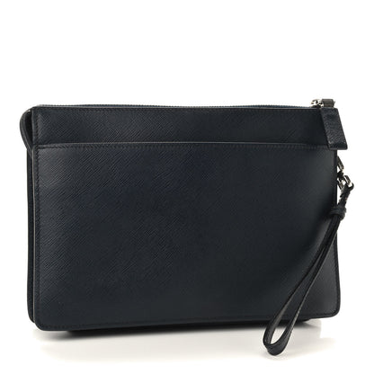 Prada Saffiano Clutch Wristlet Bag Navy 3 of 8