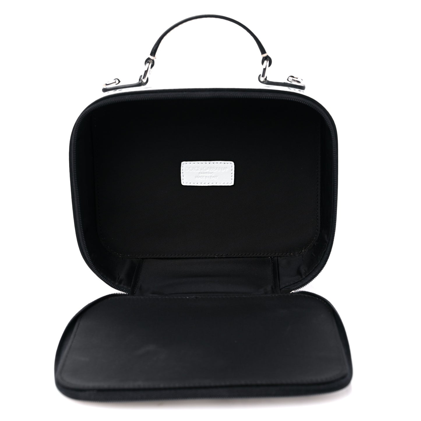DOLCE & GABBANA Calfskin DG Graffiti Print Top Handle Bag White Black