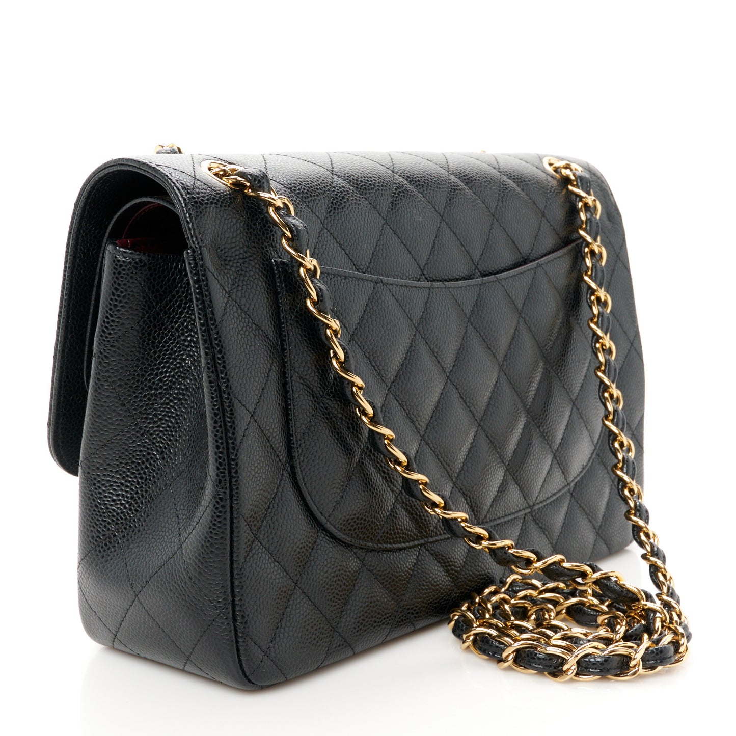Caviar Quilted Jumbo Double Flap Black