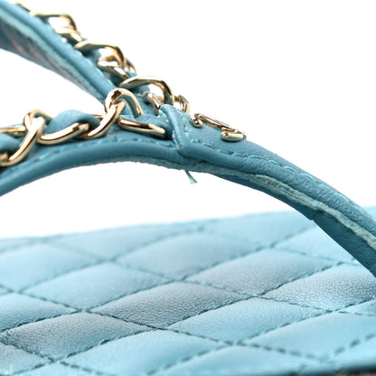 Chanel Lambskin Chain CC Thong Espadrille Sandals 40 Blue 9 of 9