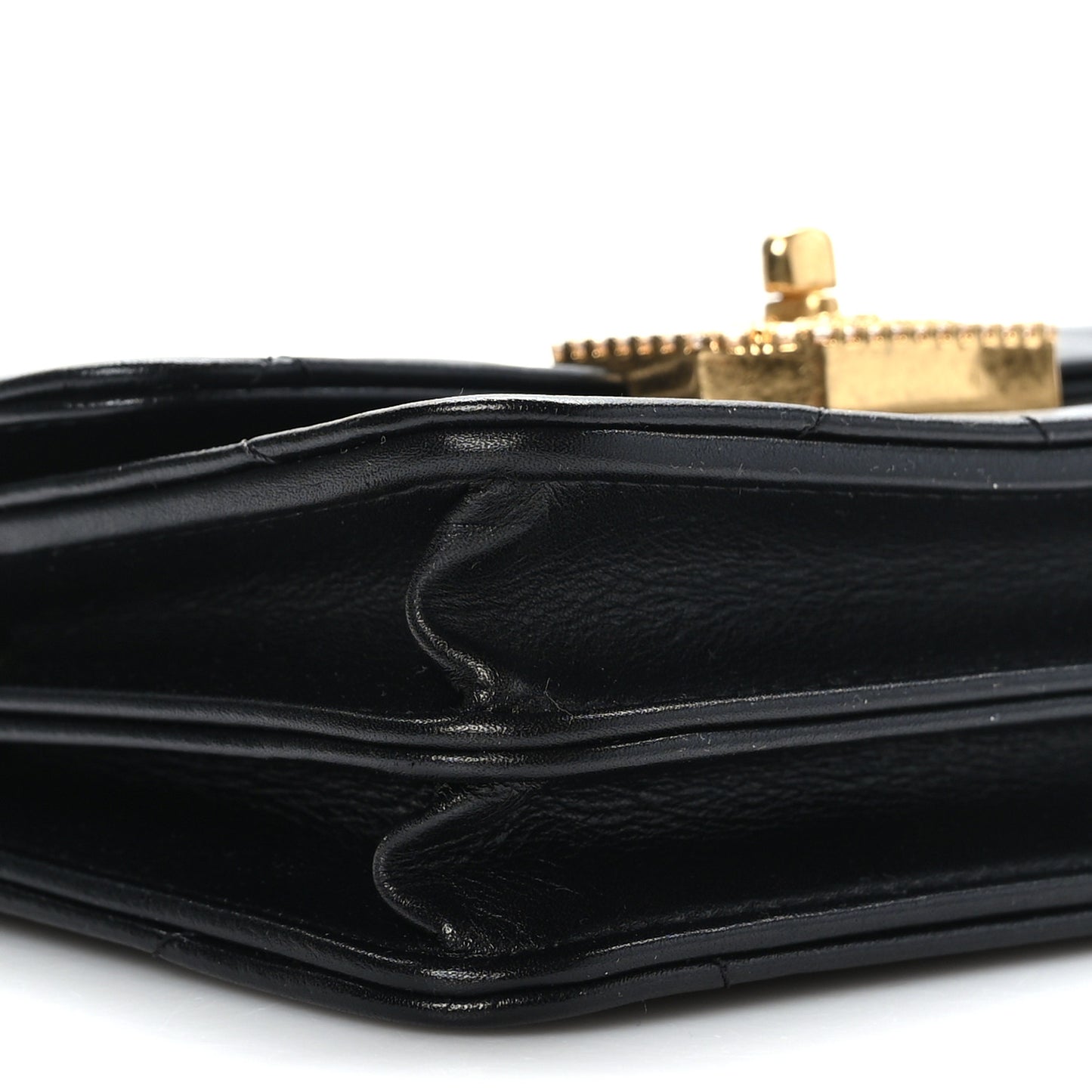 Calfskin Strass Quilted Clutch With Chain Flap Black
