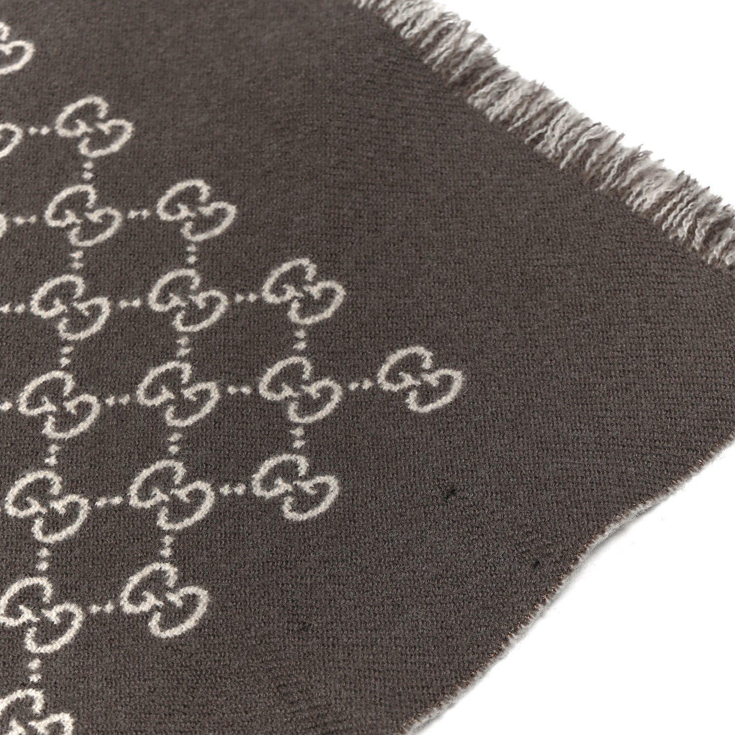 Gucci Wool GG Monogram Scarf Brown 6 of 6