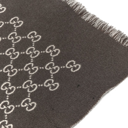 Gucci Wool GG Monogram Scarf Brown 6 of 6