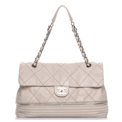Chanel Calfskin Stitched Large Expandable Flap Bag White 1 of 7