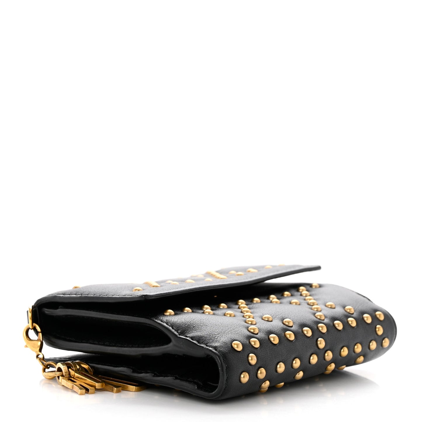 Lambskin Cannage Studded Lady Dior Compact Wallet Black