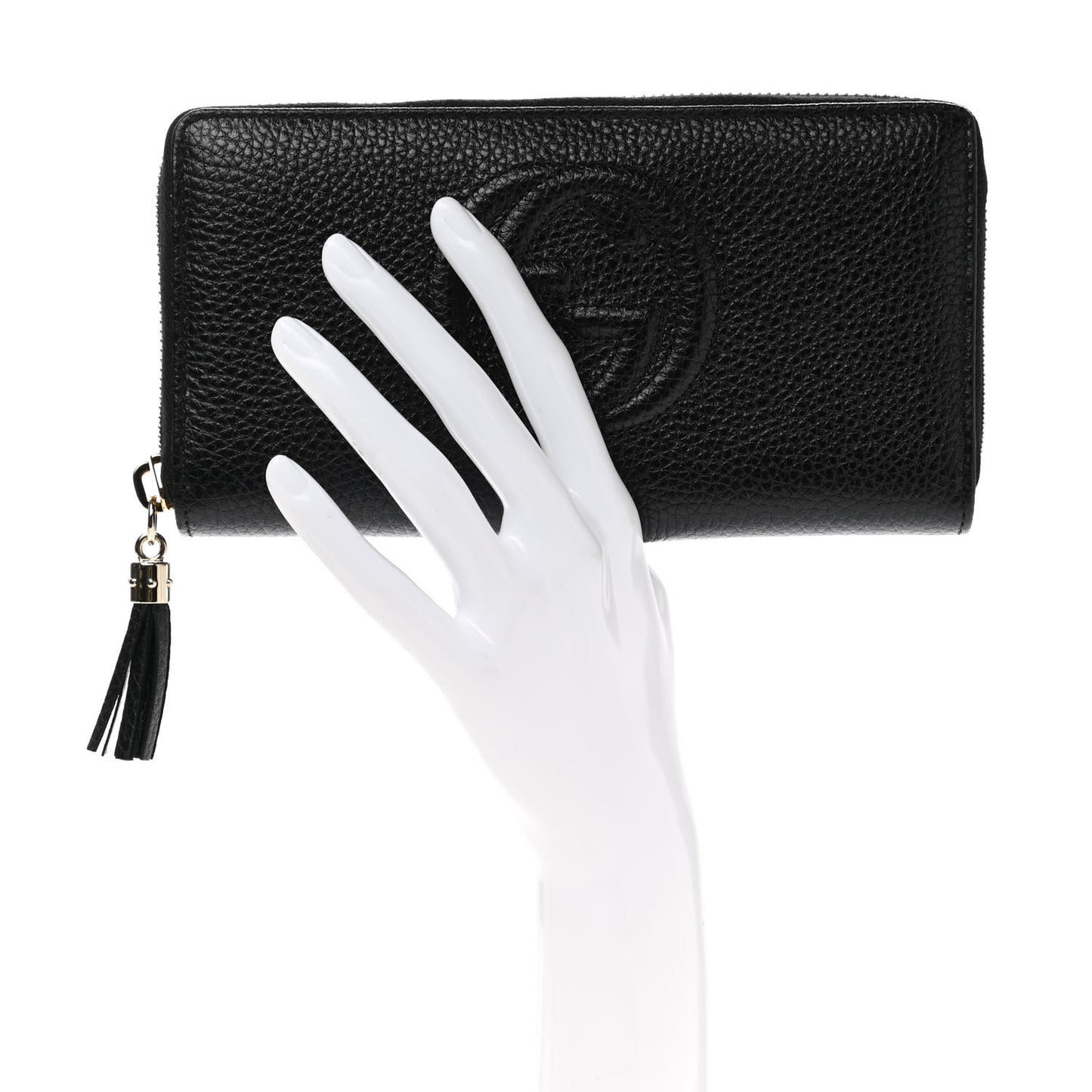 Pebbled Calfskin Soho Zip Around Wallet Black