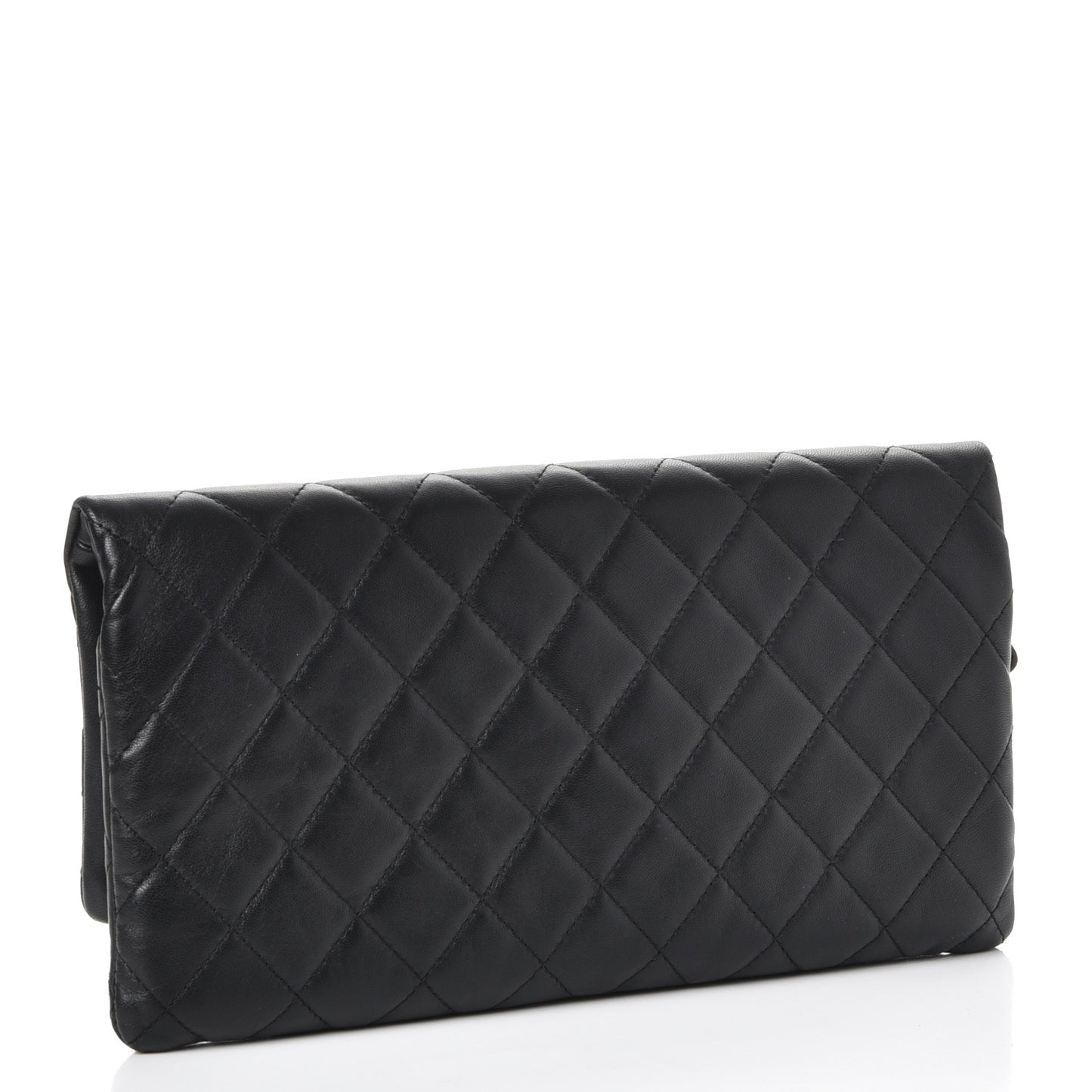 Lambskin Quilted CC Beauty Clutch Black