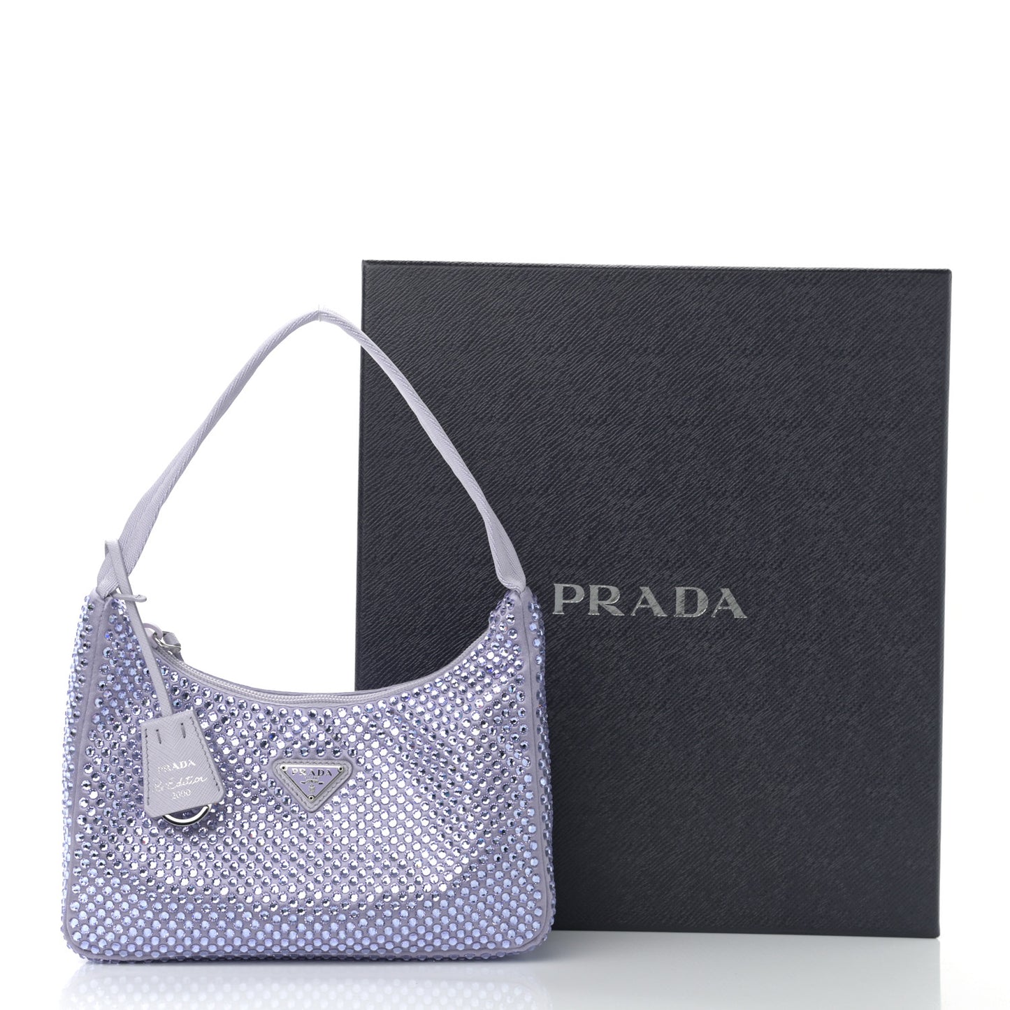 Satin Crystal Mini Re-Edition 2000 Bag Glicine