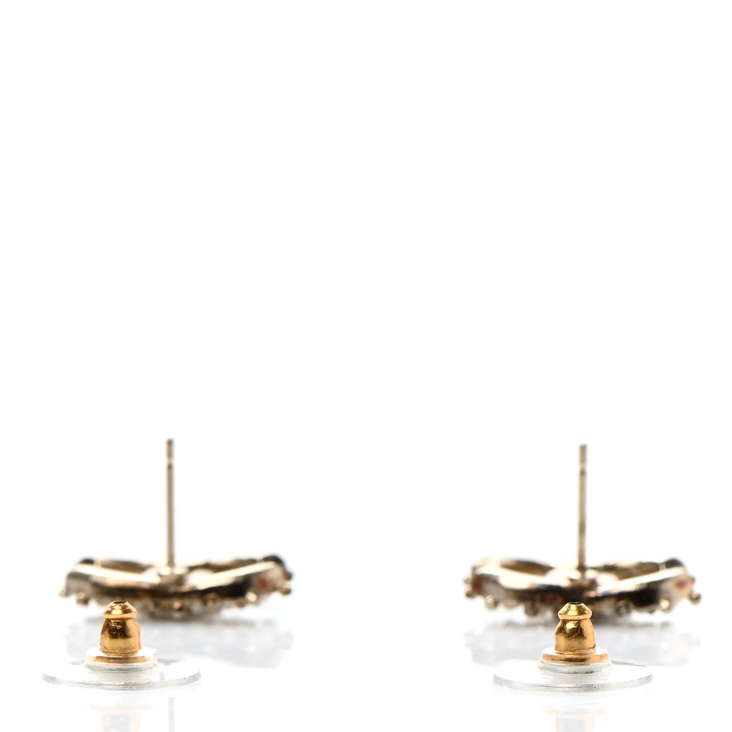 Crystal Pearl CC Earrings Gold