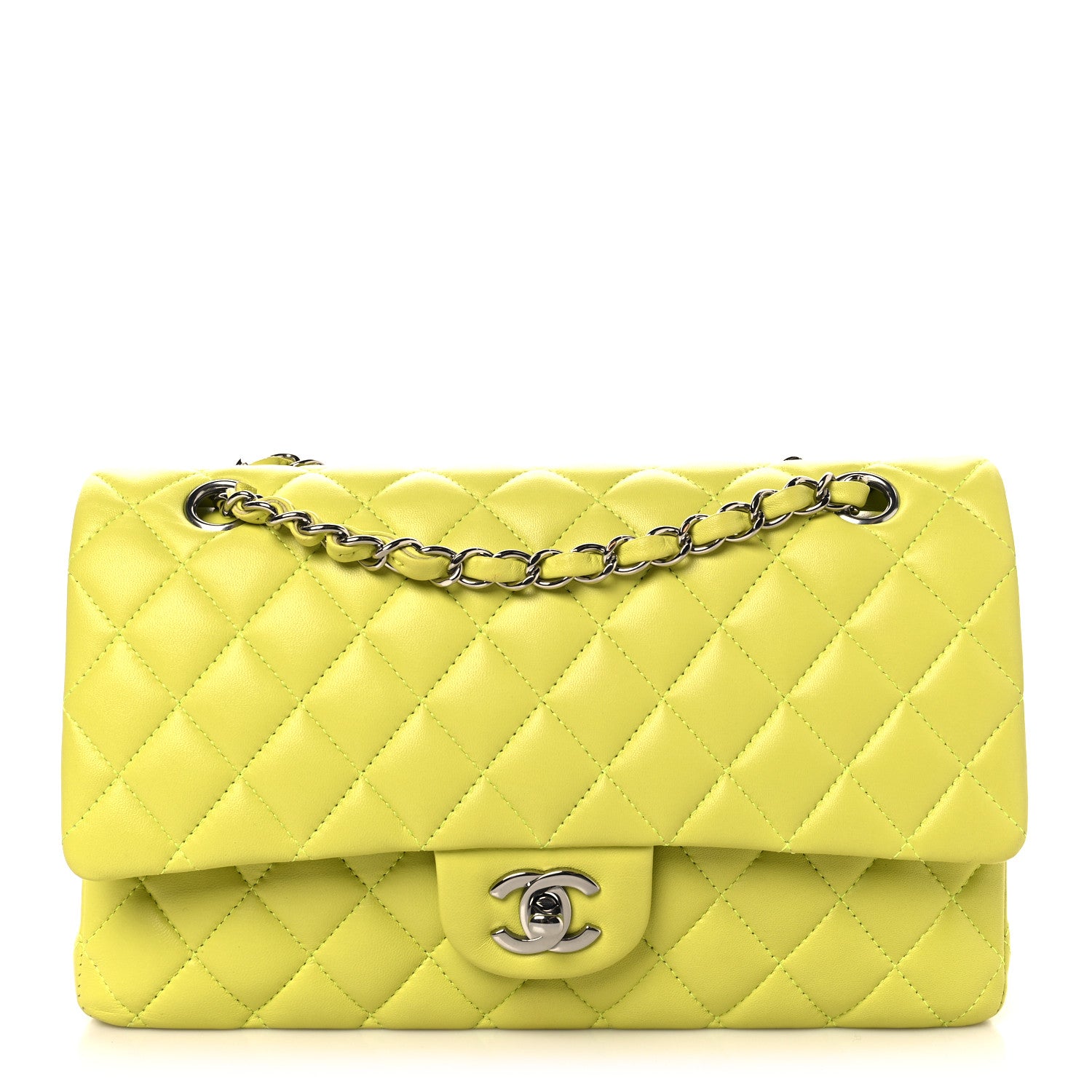 Chanel Lambskin Quilted Medium Double Flap Yellow 1 of 11
