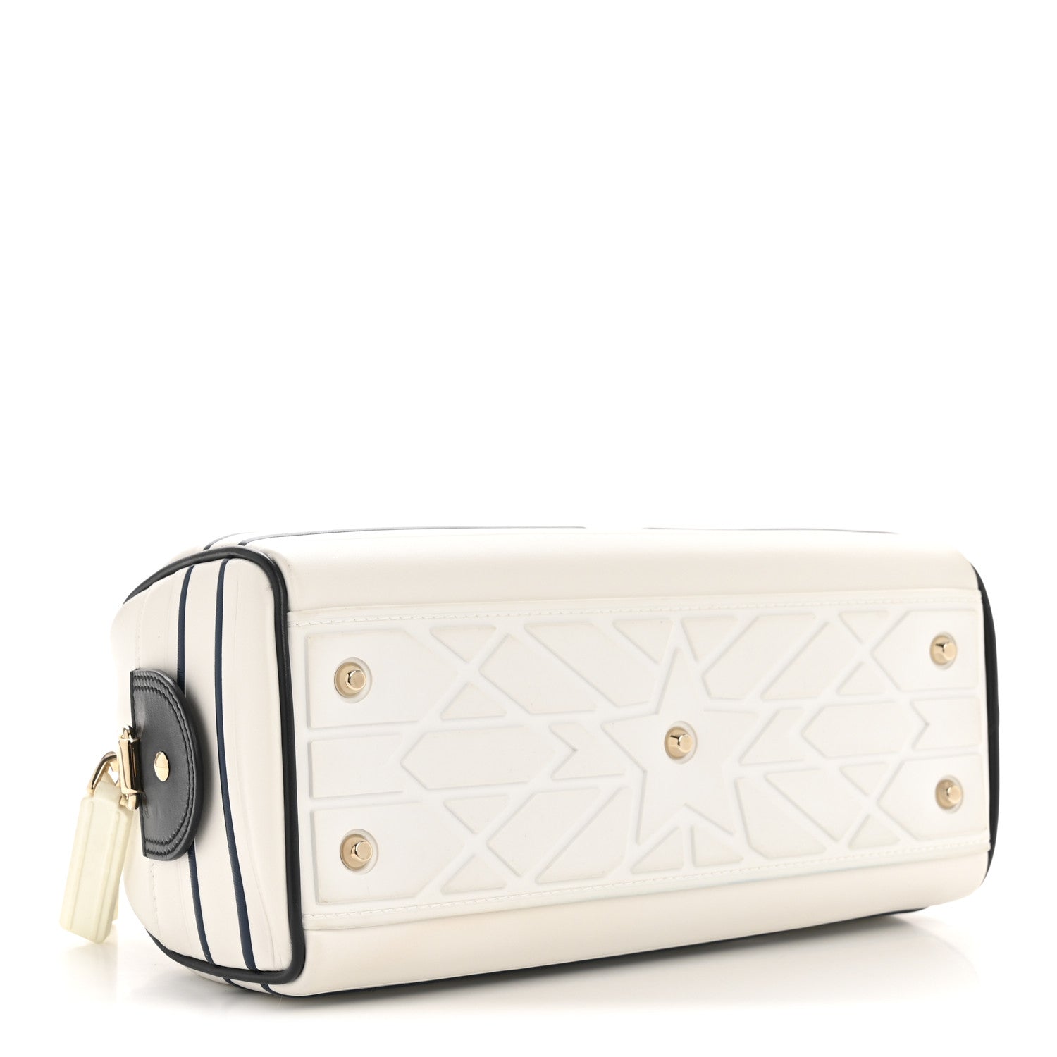 Christian Dior Calfskin Small Dior Vibe Zip Bowling Bag White