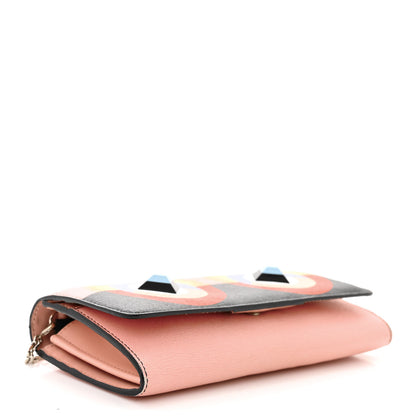 Fendi Vitello Elite Century Hypnoteyes Studded Continental Wallet On Chain Bubblegum Multicolor 4 of 12