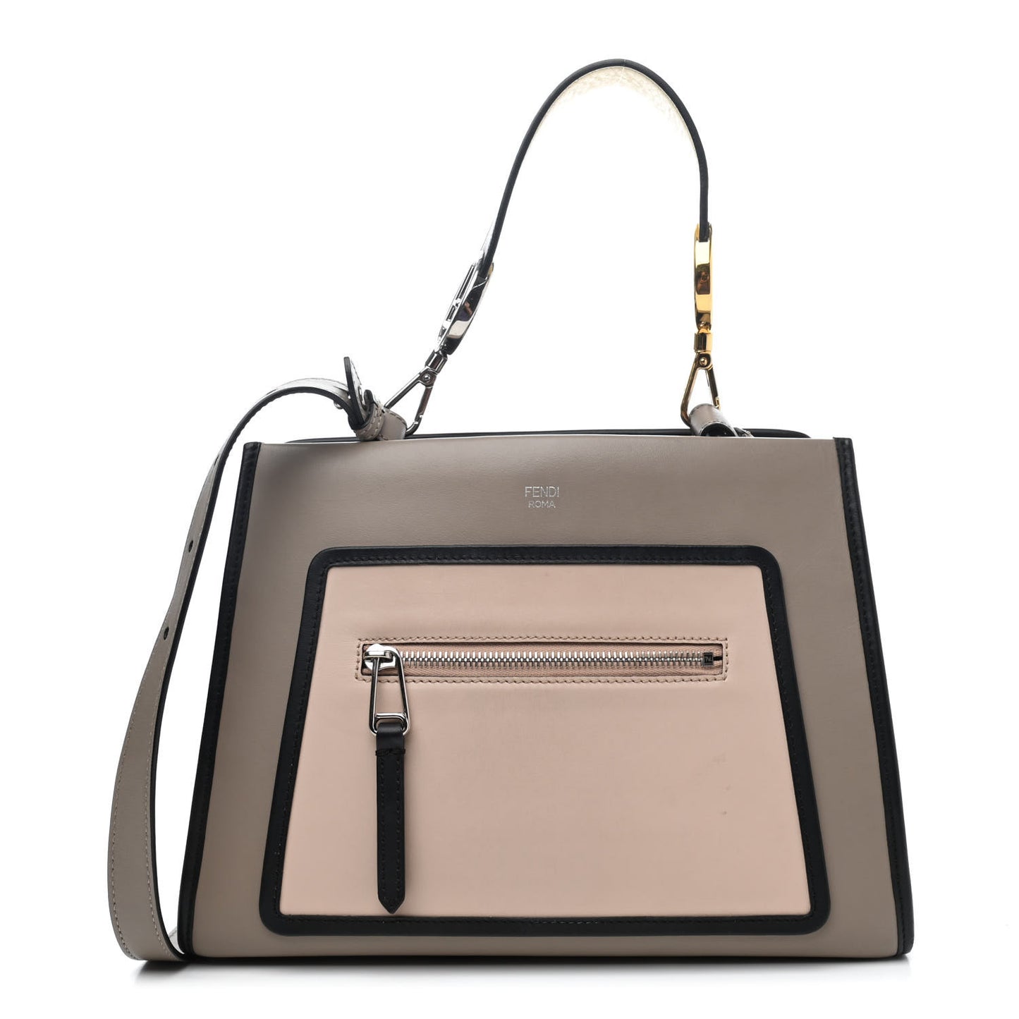 Vitello Century F is Fendi Small Runaway Satchel Tortora Soap Grigio Perla Burro Black