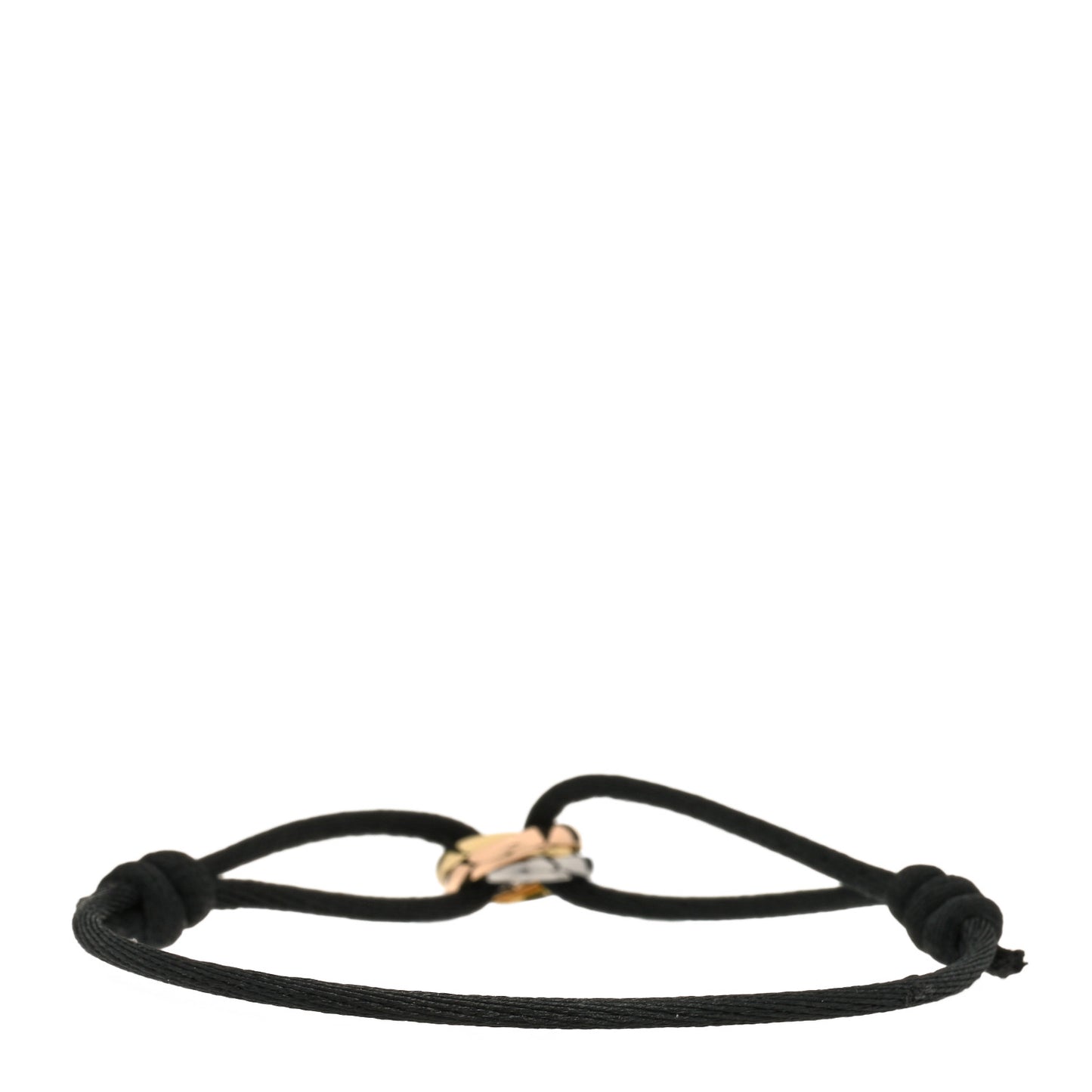 18K Pink Yellow White Gold Trinity Adjustable Cord Bracelet Black