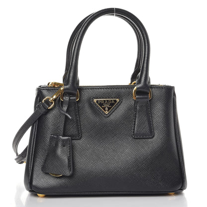 Prada Saffiano Lux Mini Galleria Double Zip Tote Black 1 of 11