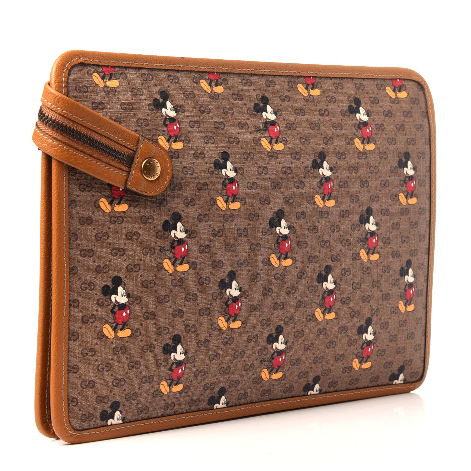 Gucci X DISNEY Mini Vintage GG Supreme Monogram Mickey Mouse Documents Holder Beige Vintage Sun Oil 3 of 10