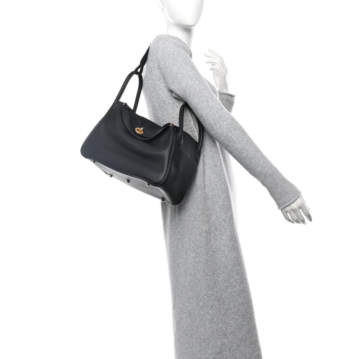 Hermes Taurillon Clemence Lindy 30 Black 2 of 11