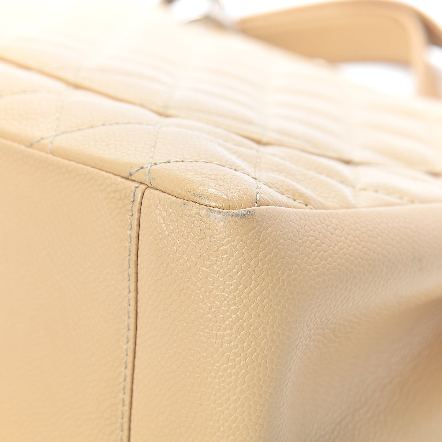 Caviar Quilted Grand Shopping Tote GST Beige