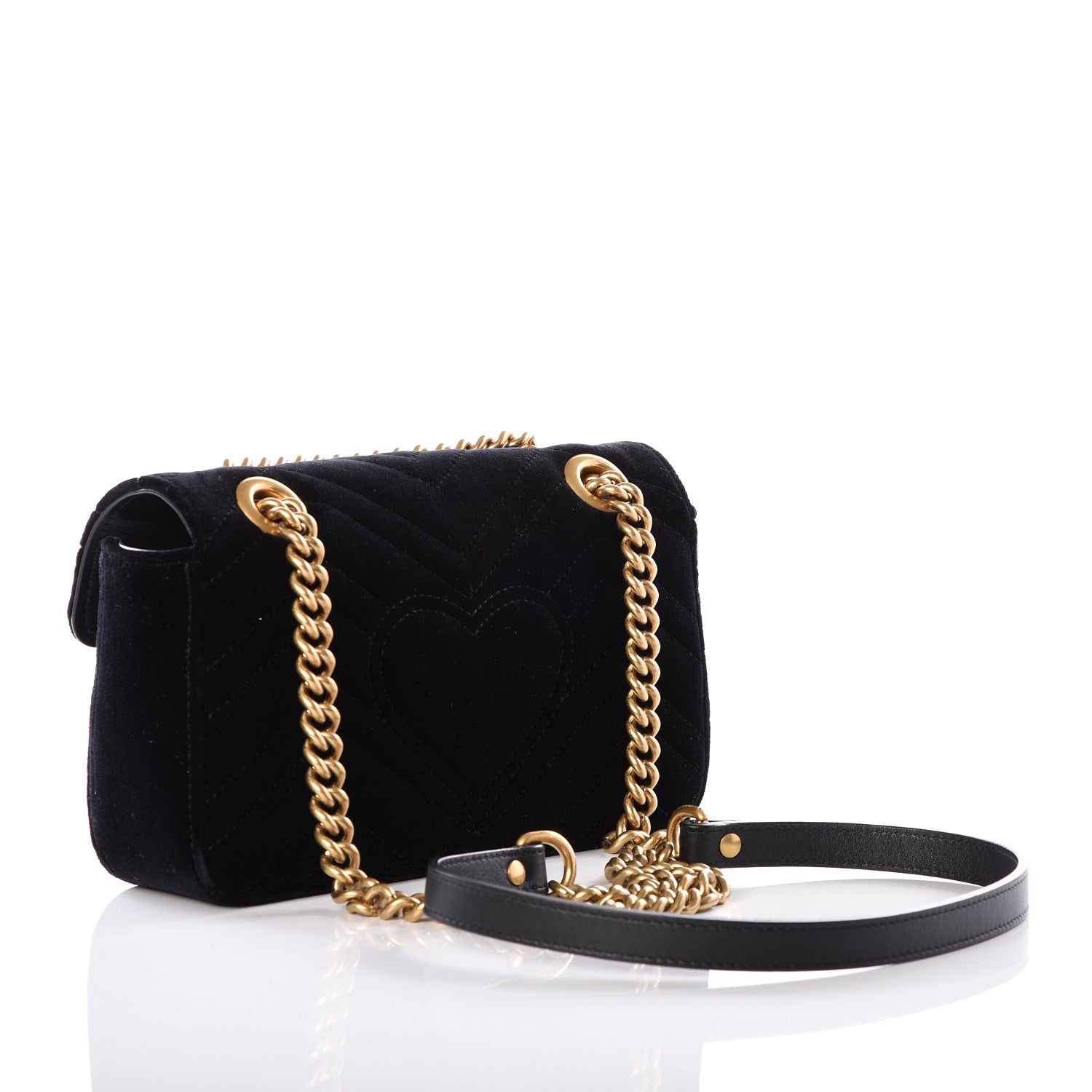 Gucci Velvet Matelasse Mini GG Marmont Shoulder Bag Black 2 of 9