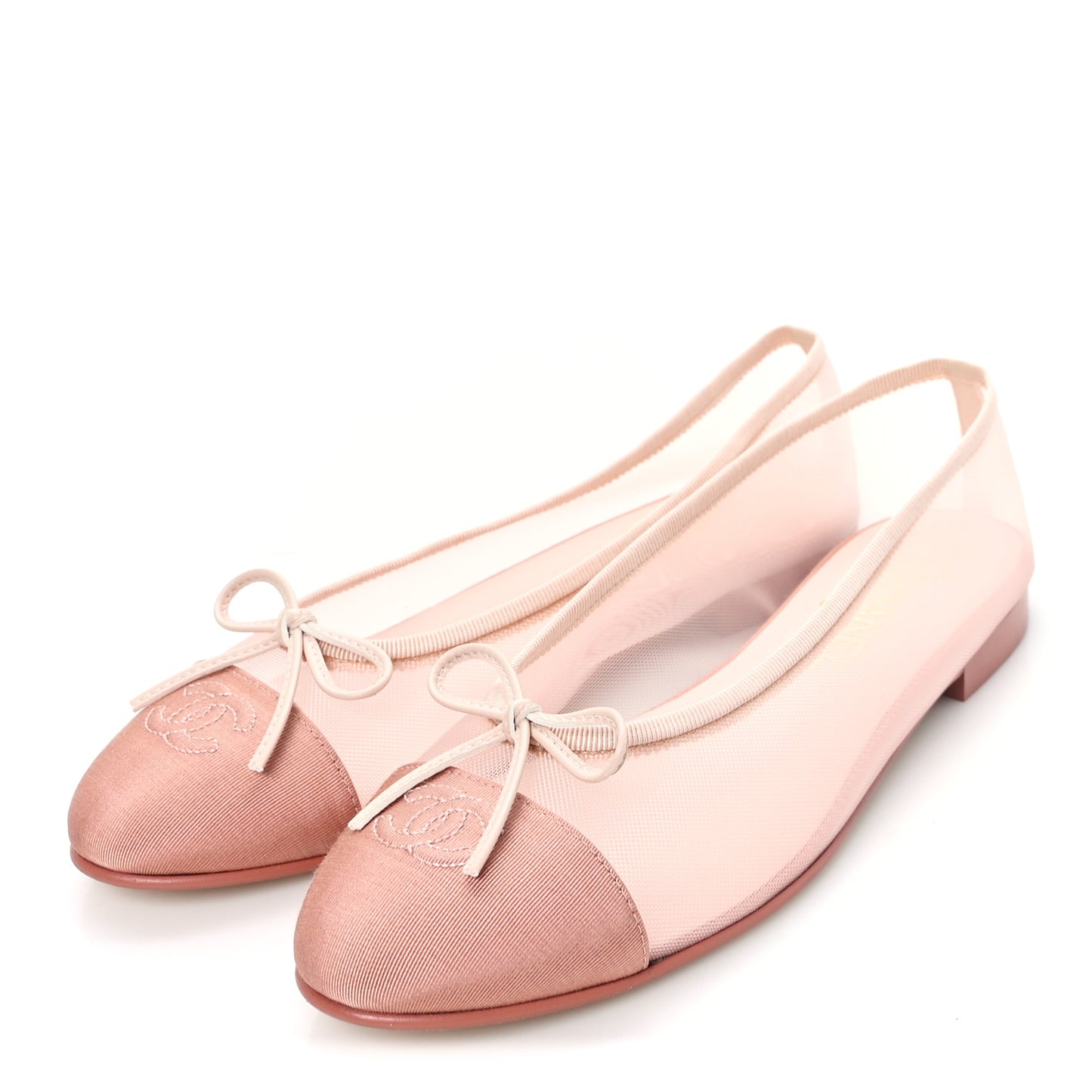 Mesh Grosgrain CC Cap Toe Ballerina Flats 39  Light Pink Dark Pink