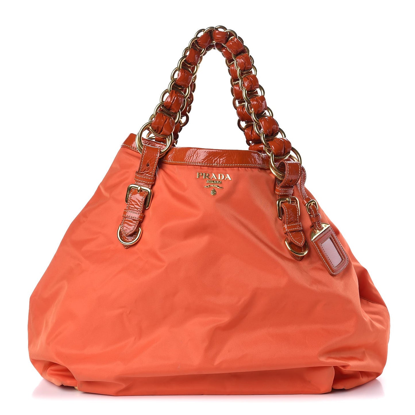 Tessuto Nylon Chain Shoulder Bag Orange