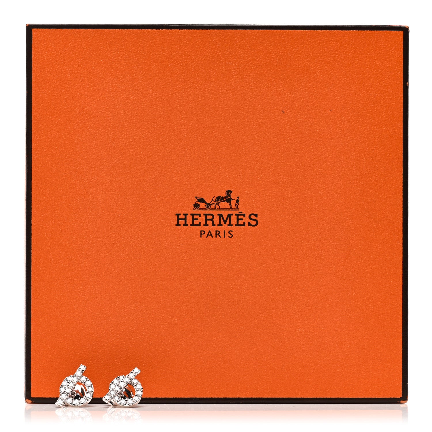 Hermes 18K White Gold Diamond Finesse Earrings 5 of 5