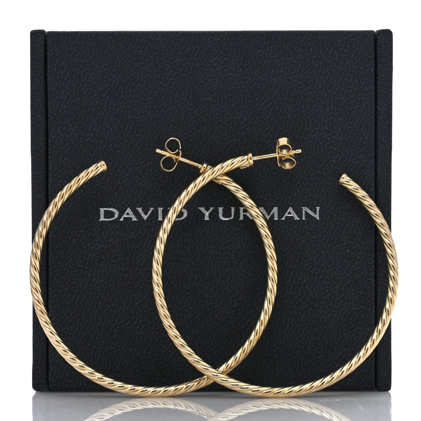 18K Yellow Gold Large Cablespira Hoop Earrings