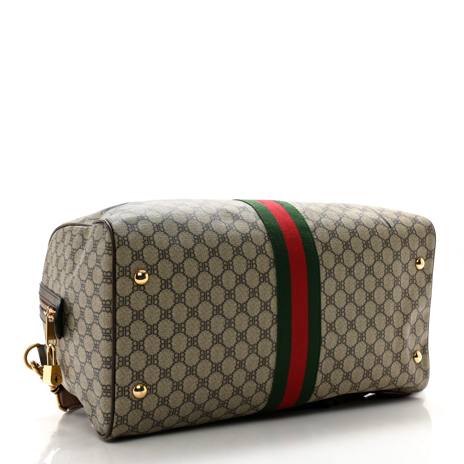 Gucci X BALENCIAGA BB Monogram Web Graffiti Medium Ophidia Carry-On Duffle Bag Beige New Acero 3 of 13